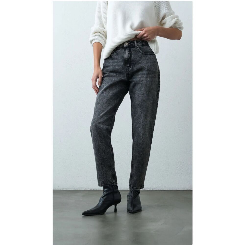Naf Naf charcoal black mom jean 12